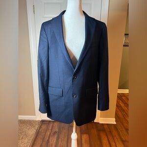 Men's Lands' End Black 100% Wool Sport Coat Blazer Suit Jacket Size 41R